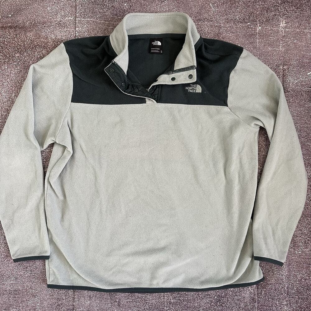 Women's The North Face Fleece Teal Blue Gray Snap T Light Pullover Jacket Sz XL